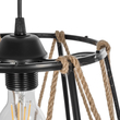 GloboStar® JUTE 203-0090 Μοντέρνο Κρεμαστό Φωτιστικό Σχοινί Μονόφωτο 1 x E27 IP20 Μαύρο Πλαστικό με Μπεζ Σχοινί - Μ30 x Π30 x Υ23cm