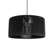GloboStar® KYCLOS 203-0048 Boho Κρεμαστό Φωτιστικό Καπέλο Μονόφωτο 1 x E27 IP20 Μαύρο Rattan - M40 x Π40 x Υ25.5cm