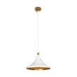 GloboStar® MARBLE 203-0098 Μοντέρνο Κρεμαστό Φωτιστικό Καμπάνα Μονόφωτο 1 x E27 IP20 Λεύκο & Χρυσό Πλαστικό - Μ30 x Π30 x Υ20cm