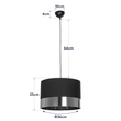 GloboStar® ZYKLUS 203-0101 Μοντέρνο Κρεμαστό Φωτιστικό Καπέλο Μονόφωτο 1 x E27 IP20 Μαύρο Ύφασμα με Καρυδί Ξύλο - Μ36 x Π36 x Υ25cm