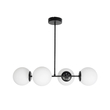 GloboStar® GLOBUS 203-0104 Μοντέρνο Φωτιστικό Οροφής Ράγα Πολύφωτο 4 x E27 IP20 Μαύρο Μέταλλο με Λευκό Γυαλί - Μ70 x Π34 x Υ15cm
