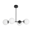 GloboStar® GLOBUS 203-0104 Μοντέρνο Φωτιστικό Οροφής Ράγα Πολύφωτο 4 x E27 IP20 Μαύρο Μέταλλο με Λευκό Γυαλί - Μ70 x Π34 x Υ15cm