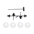 GloboStar® GLOBUS 203-0104 Μοντέρνο Φωτιστικό Οροφής Ράγα Πολύφωτο 4 x E27 IP20 Μαύρο Μέταλλο με Λευκό Γυαλί - Μ70 x Π34 x Υ15cm