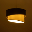 GloboStar® SONIA 203-0116 Μοντέρνο Κρεμαστό Φωτιστικό Καπέλο Μονόφωτο 1 x E27 IP20 Σκούρο Γκρι & Λευκό Ύφασμα με Ασημί Λεπτομέρεια - Μ30 x Π30 x Υ90 cm