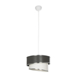 GloboStar® SONIA 203-0116 Μοντέρνο Κρεμαστό Φωτιστικό Καπέλο Μονόφωτο 1 x E27 IP20 Σκούρο Γκρι & Λευκό Ύφασμα με Ασημί Λεπτομέρεια - Μ30 x Π30 x Υ90 cm
