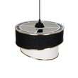 GloboStar® SONIA 203-0120 Μοντέρνο Κρεμαστό Φωτιστικό Καπέλο Μονόφωτο 1 x E27 IP20 Μαύρο & ΑσπροΎφασμα - Μ30 x Π30 x Υ90 cm