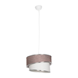 GloboStar® SONIA 203-0122 Μοντέρνο Κρεμαστό Φωτιστικό Καπέλο Μονόφωτο 1 x E27 IP20 Ροζ & Λευκό Ύφασμα με Ασημί Λεπτομέρεια - Μ30 x Π30 x Υ90 cm