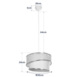 GloboStar® SONIA 203-0123 Μοντέρνο Κρεμαστό Φωτιστικό Καπέλο Μονόφωτο 1 x E27 IP20 Γκρι & Λευκό Ύφασμα με Ασημί Λεπτομέρεια - Μ30 x Π30 x Υ90 cm
