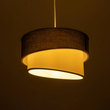 GloboStar® SONIA 203-0123 Μοντέρνο Κρεμαστό Φωτιστικό Καπέλο Μονόφωτο 1 x E27 IP20 Γκρι & Λευκό Ύφασμα με Ασημί Λεπτομέρεια - Μ30 x Π30 x Υ90 cm