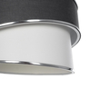 GloboStar® SONIA 203-0123 Μοντέρνο Κρεμαστό Φωτιστικό Καπέλο Μονόφωτο 1 x E27 IP20 Γκρι & Λευκό Ύφασμα με Ασημί Λεπτομέρεια - Μ30 x Π30 x Υ90 cm
