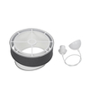 GloboStar® SONIA 203-0123 Μοντέρνο Κρεμαστό Φωτιστικό Καπέλο Μονόφωτο 1 x E27 IP20 Γκρι & Λευκό Ύφασμα με Ασημί Λεπτομέρεια - Μ30 x Π30 x Υ90 cm