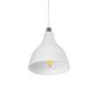GloboStar® RADE 203-0126 Μοντέρνο Κρεμαστό Φωτιστικό Καμπάνα Μονόφωτο 1 x E27 IP20 Λευκό με Ασημί Πλαστικό - Μ17.5 x Π17.5 x Υ56cm