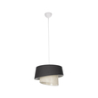GloboStar® ALINA 203-0131 Μοντέρνο Κρεμαστό Φωτιστικό Καπέλο Μονόφωτο 1 x E27 IP20 Μαύρο & Λευκό Ύφασμα - Μ30 x Π30 x Υ93cm