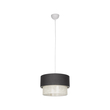 GloboStar® SISSIE 203-0140 Μοντέρνο Κρεμαστό Φωτιστικό Καπέλο Μονόφωτο 1 x E27 IP20 Γκρι & Λευκό Ύφασμα -Μ30 x Π30 x Υ93cm