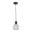 GloboStar® CAGE BLACK 01017 Vintage Κρεμαστό Φωτιστικό Πλέγμα Μονόφωτο 1 x E27 IP20 Μαύρο Μέταλλο - Μ15 x Π15 x Υ20cm