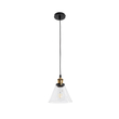 GloboStar® WICKHAM 01169 Vintage Κρεμαστό Φωτιστικό Καμπάνα Μονόφωτο 1 x E27 IP20 Διάφανο Γυαλί με Μαύρο & Χρυσό Μέταλλο - Μ18 x Π18 x Y20cm