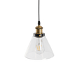 GloboStar® WICKHAM 01169 Vintage Κρεμαστό Φωτιστικό Καμπάνα Μονόφωτο 1 x E27 IP20 Διάφανο Γυαλί με Μαύρο & Χρυσό Μέταλλο - Μ18 x Π18 x Y20cm