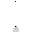 GloboStar® WICKHAM 01171 Vintage Κρεμαστό Φωτιστικό Καμπάνα Μονόφωτο 1 x E27 IP20 Διάφανο Γυαλί με Μαύρο & Χρυσό Μέταλλο - Μ30 x Π30 x Y25cm
