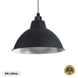 GloboStar® LOUVE 01176 Vintage Κρεμαστό Φωτιστικό Καμπάνα Μονόφωτο 1 x E27 IP20 Μαύρο & Ασημί Μέταλλο - Μ40 x Π40 x Y30cm