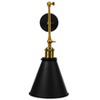 GloboStar® CRUCE 01037 Vintage Επιτοίχιο Φωτιστικό Απλίκα Μονόφωτο 1 x E27 IP20 Μαύρο & Χρυσό Μέταλλο - Μ19 x Π63 x Υ77cm