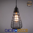GloboStar® DROPS 01059 Vintage Κρεμαστό Φωτιστικό Πλέγμα Πολύφωτο 6 x E27 IP20 Μαύρο Μέταλλο - 120cm