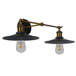 GloboStar® MINIMALL 01069 Vintage Επιτοίχιο Φωτιστικό Απλίκα Δίφωτο 2 x E27 IP20 Μαύρο & Χρυσό Μέταλλο - Μ30 x Π60 x Υ18cm