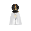 GloboStar® LYDIA 01071 Vintage Επιτοίχιο Φωτιστικό Απλίκα Μονόφωτο 1 x E27 IP20 Μαύρο & Χρυσό Μέταλλο με Διάφανο Γυαλί - Μ14 x Π26 x Υ30cm