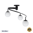 GloboStar® SELINA 01089 Μοντέρνο Φωτιστικό Οροφής Μπάλα Τρίφωτο 3 x E27 IP20 Μαύρο Μέταλλο με Λευκό Γυαλί - Μ60 x Π60 x Υ45cm