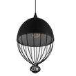 GloboStar® CANARIO 01107 Vintage Κρεμαστό Φωτιστικό Πλέγμα Μονόφωτο 1 x E27 IP20 Μαύρο Μέταλλο - Μ28 x Π28 x Υ47cm