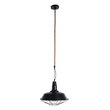 GloboStar® CRANE 01109 Vintage Κρεμαστό Φωτιστικό Καμπάνα Μονόφωτο 1 x E27 IP20 Μαύρο Μέταλλο με Μπεζ Σχοινί - Μ36 x Π36 x Υ30cm
