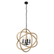 GloboStar® VITRUVIAN 01141 Vintage Κρεμαστό Φωτιστικό Ανάρτηση Πολύφωτο 4 x E14 IP20 Μαύρο Μέταλλο με Μπεζ Σχοινί - Μ53 x Π53 x Υ53cm