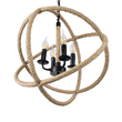 GloboStar® VITRUVIAN 01141 Vintage Κρεμαστό Φωτιστικό Ανάρτηση Πολύφωτο 4 x E14 IP20 Μαύρο Μέταλλο με Μπεζ Σχοινί - Μ53 x Π53 x Υ53cm