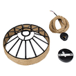 GloboStar® SAHARA 01146 Vintage Κρεμαστό Φωτιστικό Καμπάνα Μονόφωτο 1 x E27 IP20 Μαύρο Μέταλλο με Μπεζ Σχοινί - Μ31 x Π31 x Υ14cm