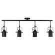 GloboStar® HOLLYWOOD 01156 Vintage Φωτιστικό Οροφής Ράγα Πολύφωτο 4 x E27 IP20 Μαύρο Μέταλλο - Μ13 x Π110 x Υ38cm