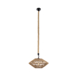 GloboStar® NATHLEN 01187 Vintage Κρεμαστό Φωτιστικό Πλέγμα Μονόφωτο 1 x E27 IP20 Μαύρο Μέταλλο με Μπεζ Σχοινί - Μ40 x Π40 x Υ20cm