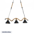 GloboStar® TYMEN 01189 Vintage Κρεμαστό Φωτιστικό Καμπάνα Τρίφωτο 3 x E27 IP20 Μαύρο Μέταλλο με Μπεζ Σχοινί - Μ85 x Π18.5 x Υ20cm