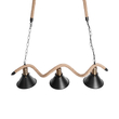 GloboStar® TYMEN 01189 Vintage Κρεμαστό Φωτιστικό Καμπάνα Τρίφωτο 3 x E27 IP20 Μαύρο Μέταλλο με Μπεζ Σχοινί - Μ85 x Π18.5 x Υ20cm