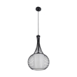 GloboStar® REA 01198 Μοντέρνο Κρεμαστό Φωτιστικό Πλέγμα Μονόφωτο 1 x E27 IP20 Μαύρο Μέταλλο με Λευκό Ύφασμα - Μ30 x Π30 x Υ50cm