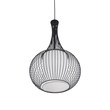 GloboStar® REA 01198 Μοντέρνο Κρεμαστό Φωτιστικό Πλέγμα Μονόφωτο 1 x E27 IP20 Μαύρο Μέταλλο με Λευκό Ύφασμα - Μ30 x Π30 x Υ50cm