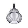 GloboStar® REA 01199 Μοντέρνο Κρεμαστό Φωτιστικό Πλέγμα Μονόφωτο 1 x E27 IP20 Μαύρο Μέταλλο με Λευκό Ύφασμα - Μ31 x Π31 x Υ42cm