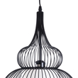 GloboStar® REA 01199 Μοντέρνο Κρεμαστό Φωτιστικό Πλέγμα Μονόφωτο 1 x E27 IP20 Μαύρο Μέταλλο με Λευκό Ύφασμα - Μ31 x Π31 x Υ42cm