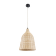 GloboStar® BAHAMAS 01202 Boho Κρεμαστό Φωτιστικό Καμπάνα Μονόφωτο 1 x E27 IP20 Μπεζ Ξύλο - Μ30 x Π30 x Υ40cm