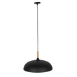 GloboStar® VALLETE 01258 Μοντέρνο Κρεμαστό Φωτιστικό Καμπάνα Μονόφωτο 1 x E27 IP20 Μαύρο Μέταλλο με Μπεζ Ξύλο - Μ45 x Π45 x Υ27cm