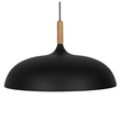 GloboStar® VALLETE 01258 Μοντέρνο Κρεμαστό Φωτιστικό Καμπάνα Μονόφωτο 1 x E27 IP20 Μαύρο Μέταλλο με Μπεζ Ξύλο - Μ45 x Π45 x Υ27cm