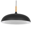 GloboStar® VALLETE 01258 Μοντέρνο Κρεμαστό Φωτιστικό Καμπάνα Μονόφωτο 1 x E27 IP20 Μαύρο Μέταλλο με Μπεζ Ξύλο - Μ45 x Π45 x Υ27cm