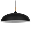 GloboStar® VALLETE 01259 Μοντέρνο Κρεμαστό Φωτιστικό Καμπάνα Μονόφωτο 1 x E27 IP20 Μαύρο Μέταλλο με Μπεζ Ξύλο - Μ60 x Π60 x Υ35cm