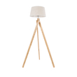 GloboStar® TRIPOD 01263 Μοντέρνο Επιδαπέδιο Φωτιστικό Μονόφωτο 1 x E27 IP20 Μπεζ Ξύλο με Μπεζ Ύφασμα - Μ40 x Π40 x Υ143cm