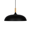 GloboStar® VALLETE 01258 Μοντέρνο Κρεμαστό Φωτιστικό Καμπάνα Μονόφωτο 1 x E27 IP20 Μαύρο Μέταλλο με Μπεζ Ξύλο - Μ45 x Π45 x Υ27cm