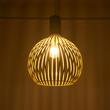 GloboStar® SCANDI 01267 Vintage Κρεμαστό Φωτιστικό Πλέγμα Μονόφωτο 1 x E27 IP20 Μπεζ Μέταλλο - Μ38 x Π38 x Y50cm