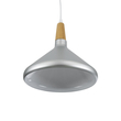 GloboStar® FELICITA 01277 Μοντέρνο Κρεμαστό Φωτιστικό Καμπάνα Μονόφωτο 1 x E27 IP20 Ασημί Μέταλλο με Μπεζ Ξύλο - Μ30 x Π30 x Υ25cm